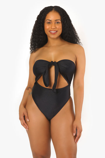 Body con frente cruzado negro